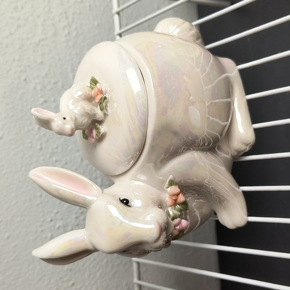 Easter Bunny Candy Nut Dish Ceramic White - Picture 12 of 13